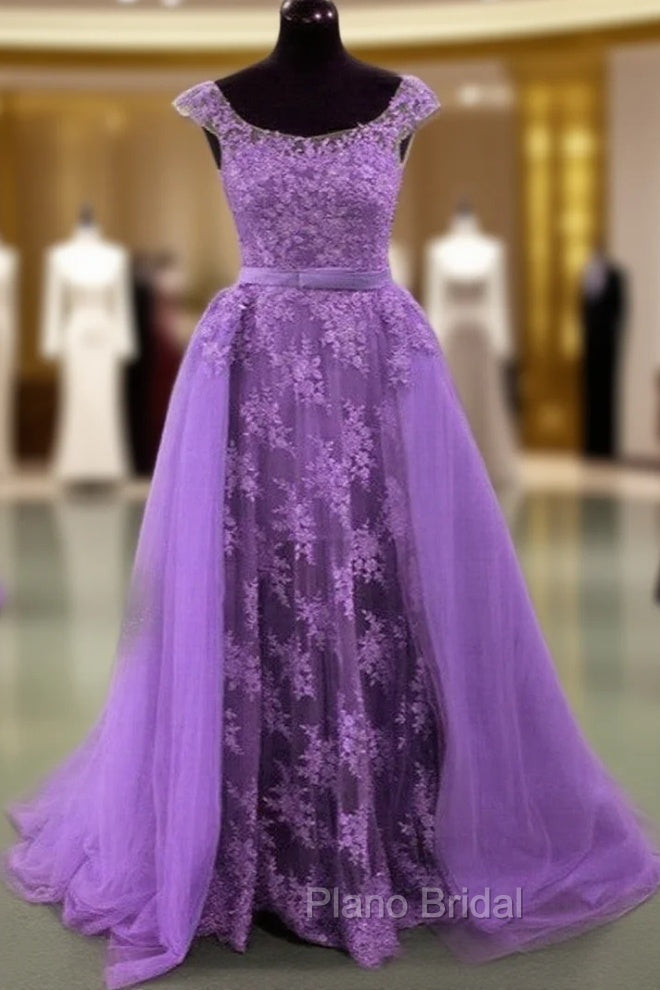 Lace Mermaid Formal Prom Dresses Spaghetti Straps Removable Train Main image