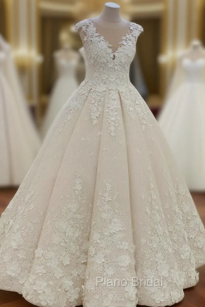 Lace Princess Wedding Dresses Cap Sleeves