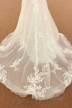 Lace Straps Backless Trumpet Long Wedding Dresses