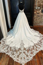 Lace Sweetheart Backless A-Line Wedding Dresses