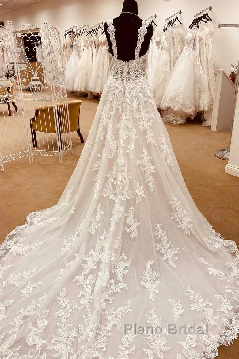 Lace Sweetheart Straps A-Line Long Bridal Gown Secondary image