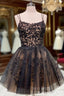 Lace Tulle Short/Mini A-line Bateau Homecoming Dresses With Beading