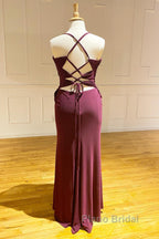 Lace-Up Burgundy Pleated Chiffon Bridesmaid Dresses