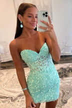 Lace-Up Hot Pink Corset Appliqued Bodycon Homecoming Dresses