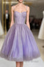 Lavender Midi Sparkly Ball Gown