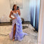 Lavender Princess A Line Off the Shoulder Corset Prom Dress with Lace Ruffles