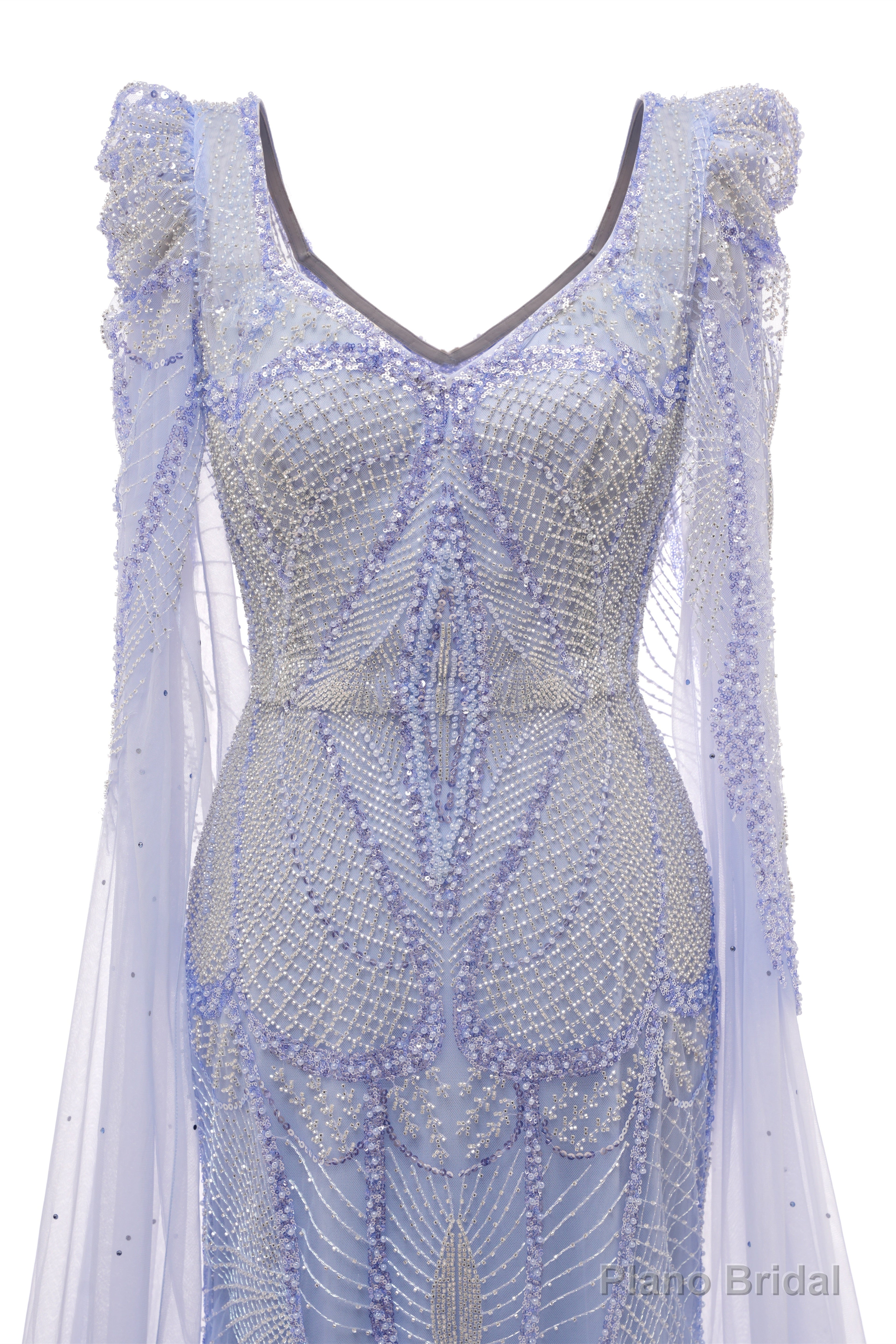 Lavender Prom Dresses Mermaid Heavily Beading Tulle Women Luxury Evening Dresses With Long Sleeves