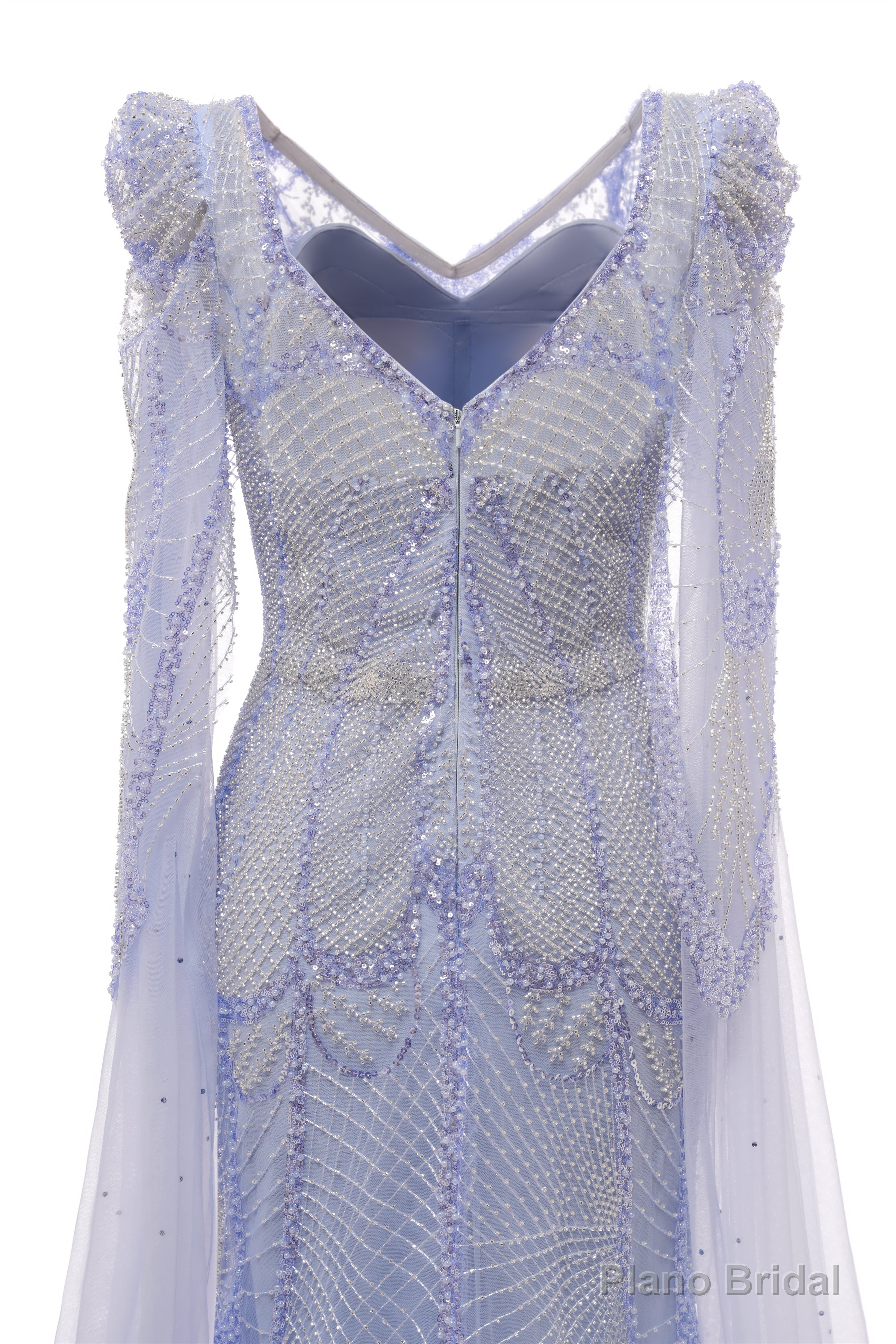 Lavender Prom Dresses Mermaid Heavily Beading Tulle Women Luxury Evening Dresses With Long Sleeves