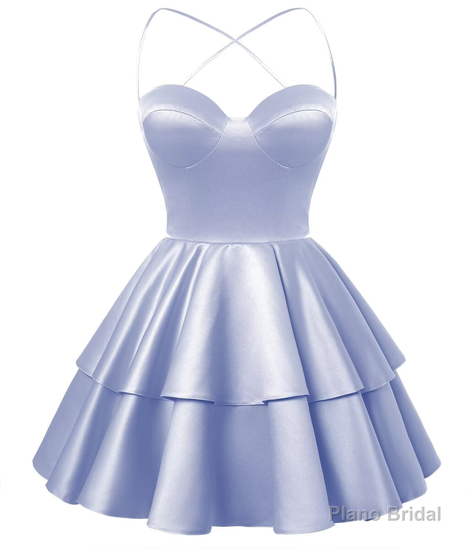 Lavender Satin Homecoming Dress Sweetheart Neck Tiered Short Graduation Dresses Main image