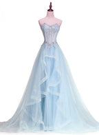 Lavender Sweetheart Tulle A-Line Lace Applique Party Dresses, Beautiful Sweet 16 Dresses