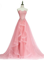 Lavender Sweetheart Tulle A-Line Lace Applique Party Dresses, Beautiful Sweet 16 Dresses