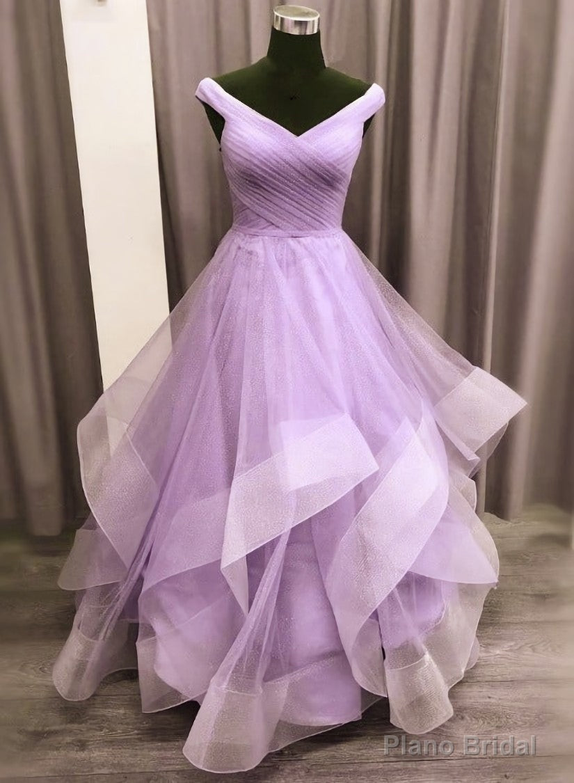 Lavender Tulle Sweetheart Layers Princess Long Party Dress, Tulle Floor Length Prom Dress Secondary image