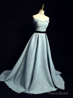 Light Blue A line Long Prom  Dress, Blue  Formal Evening Dresses
