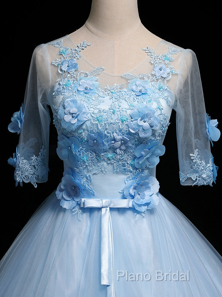 Light Blue Ball Gown With Sleeves Party Dresses, Blue Sweet 16 Dresses Secondary image