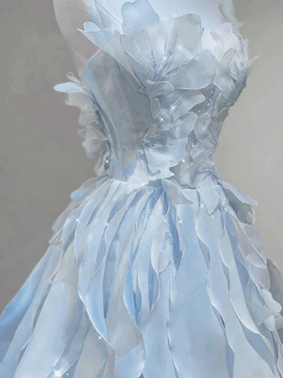 Light Blue Fashion Fairy Low Back Long Party Dresses, Light Blue Formal Prom Dresses Secondary image