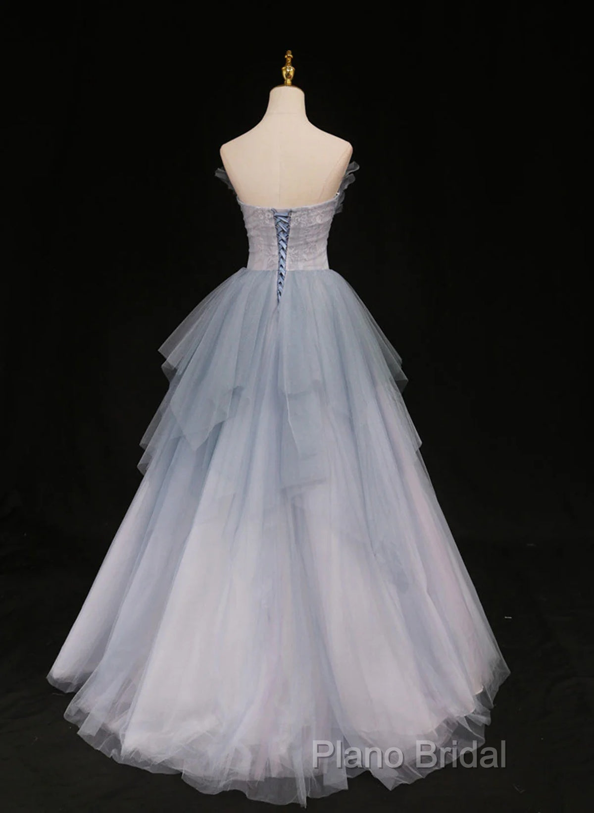 Light Blue Gradient Tulle With Beaded Long Formal Dresses, Light Blue Long Formal Prom Dresses Secondary image