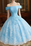 Light Blue Lace And Satin Short Party Dresses, Blue Homecoming Dresses