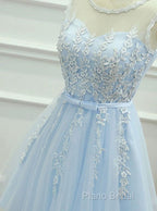 Light Blue Round Neckline Short Pretty Homecoming Dresses, Light Blue Wedding Party Dresses