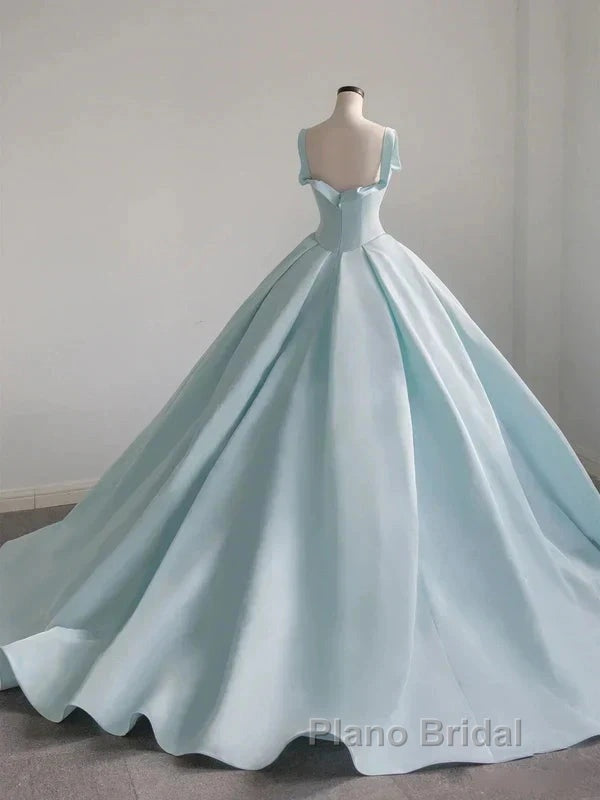 Light Blue Satin Long Ball Gown Quinceanera Dresses Princess Dresses Formal Prom Dresses Secondary image
