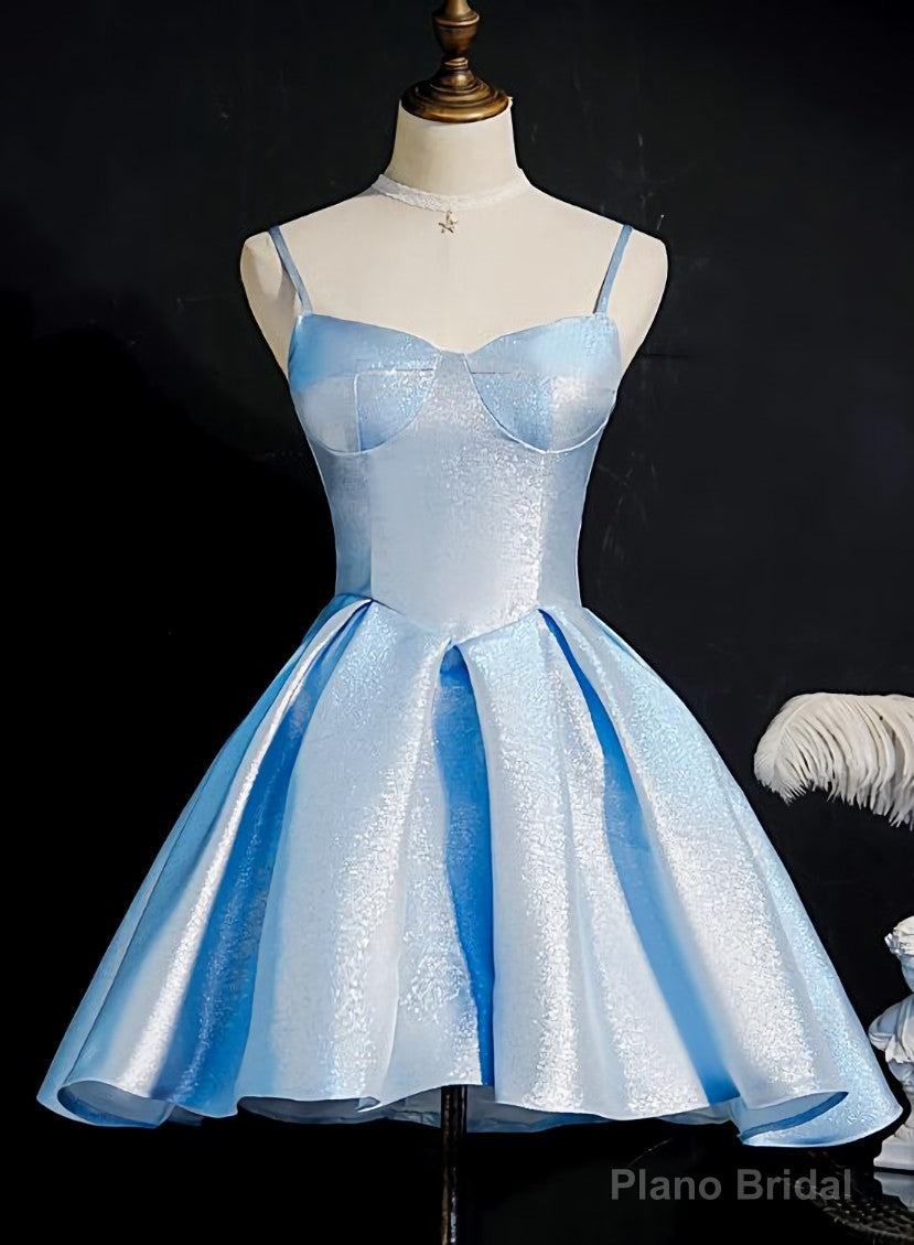 Light Blue Satin Sweetheart Homecoming Dress, Blue Short Prom Dress, Party Dress Secondary image