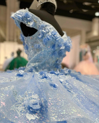 Light Blue Sparkly Off The Shoulder Appliques Formal Prom Dresses Quinceanera Dresses Sweet 16 Formal Prom Dresses Ball Gown
