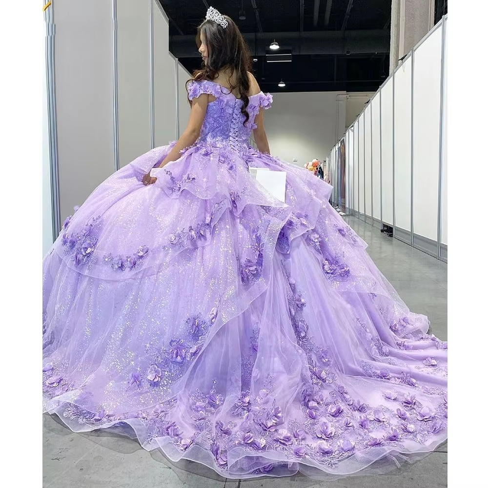 Light Blue Sparkly Off The Shoulder Appliques Formal Prom Dresses Quinceanera Dresses Sweet 16 Formal Prom Dresses Ball Gown