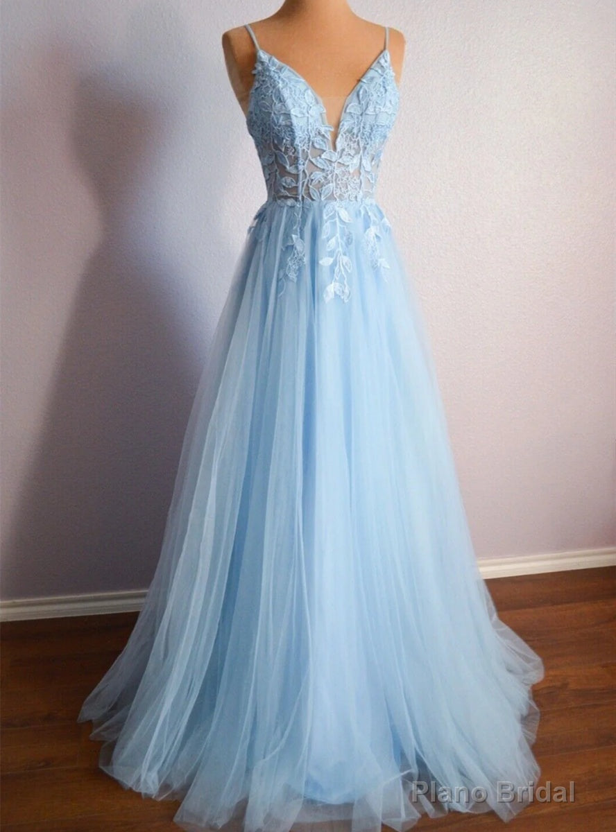 Light Blue Tulle Appliques Prom Dress Main image