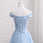 Light Blue Tulle Bridesmaid Dresses, Cap Sleeves Short Bridesmaid Dresses, Wedding Party Dresses