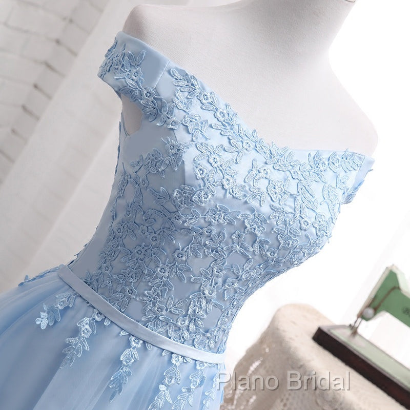 Light Blue Tulle Bridesmaid Dresses, Cap Sleeves Short Bridesmaid Dresses, Wedding Party Dresses
