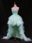 Light Blue Tulle  Strapless Beading Prom Dress
