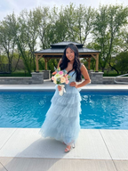 Light Blue Tulle Layered Long Formal Prom Dresses Elegant Formal Evening Dresses