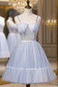 Light Blue Tulle Sweetheart Straps Party Dresses, Light Blue Homecoming Dresses