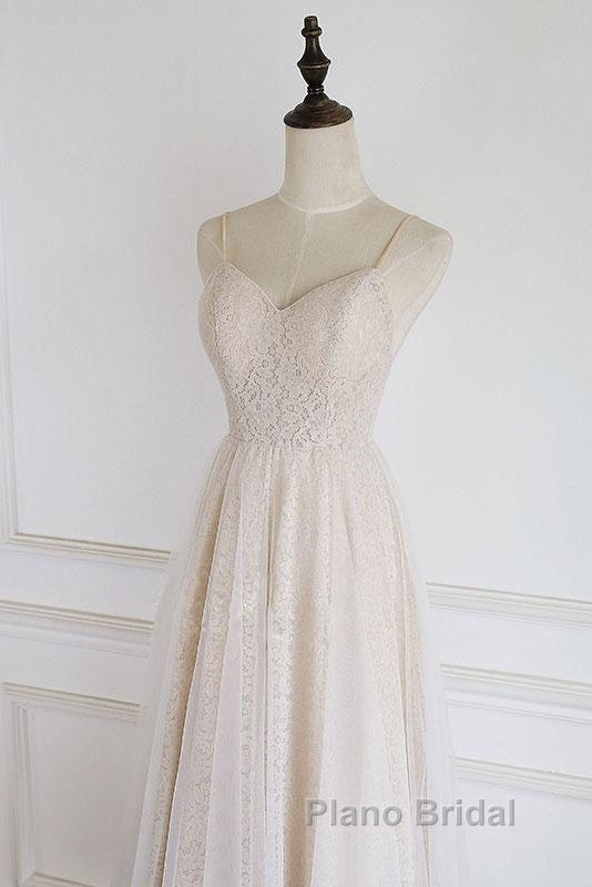 Light Champagne Lace Straps Sweetheart Party Dresses Formal Dresses, Tea Length Wedding Party Dresses Secondary image