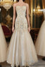 Light Champagne Mermaid Sweetheart Neck Beaded Tulle Long Ball Dresses Vintage Evening Dresses