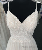 Light champagne tulle long Formal Prom dress, champagne tulle evening dress