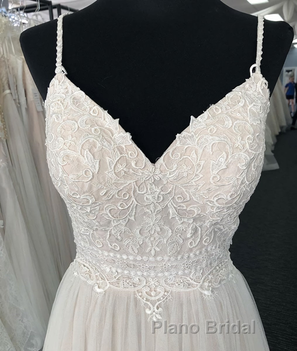 Light champagne tulle long Formal Prom dress, champagne tulle evening dress