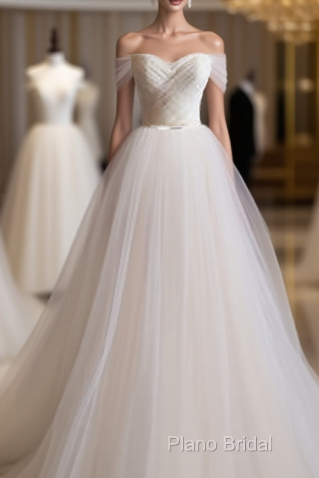 Light Champagne Tulle Long Formal Prom Dresses, Wedding Dresses