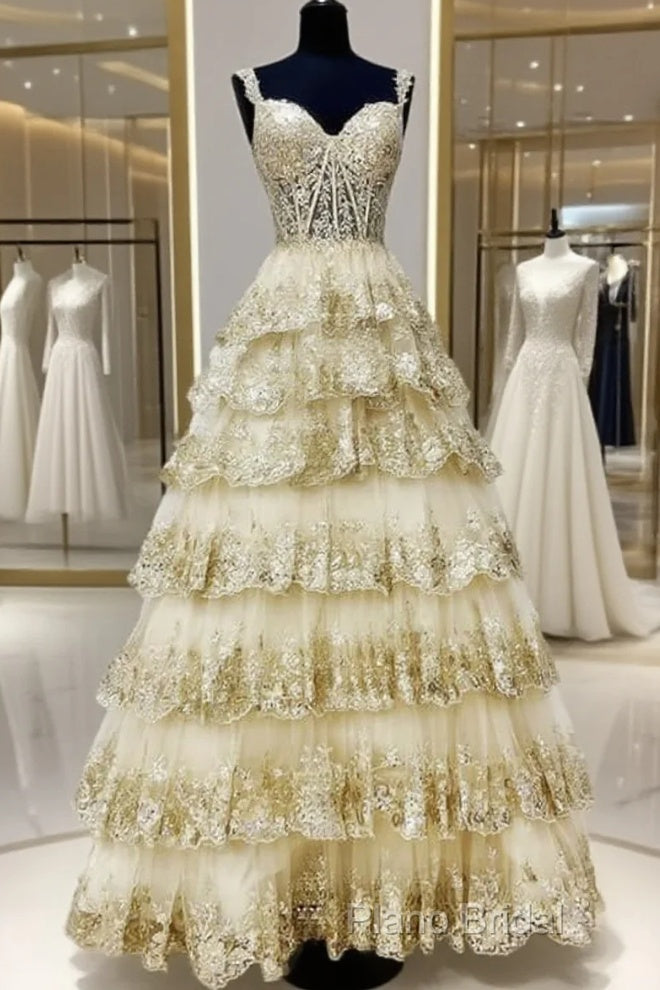 Light Gold Lace Ball Gown Dresses Main image