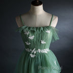 Light Green Gradient Straps Long A-Line Formal Prom Dresses, Beautiful Formal Dresses Party Dresses