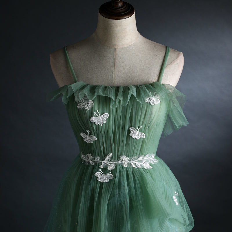 Light Green Gradient Straps Long A-Line Formal Prom Dresses, Beautiful Formal Evening Dresses Party Dresses Secondary image