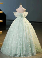 Light Green Lace Sweetheart Long Formal Dresses Formal Prom Dresses Off Shoulder A Line Floor Length Beautiful