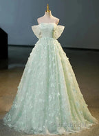 Light Green Lace Sweetheart Long Formal Dresses Formal Prom Dresses Off Shoulder A Line Floor Length Beautiful