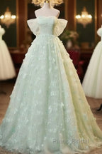 Light Green Lace Sweetheart Long Formal Dresses Formal Prom Dresses Off Shoulder A Line Floor Length Beautiful
