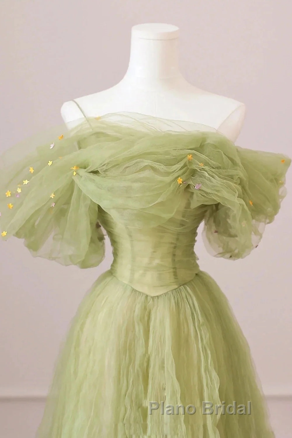 Light Green Formal Prom Dress A Line Off the Shoulder Long Party Evening Dress Secondary image