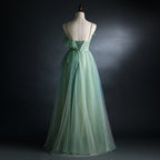 Light Green Straps Tulle Floor Length A-Line Formal Prom Dresses, Tulle Scoop Party Dresses Formal Dresses