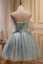 Light Green Sweetheart Sequins Tulle Party Dress, Green Homecoming Dress