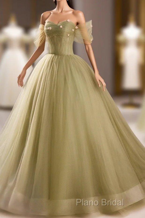 Light Green Sweetheart Tulle Long Formal Dresses, Light Green Formal Prom Dresses Party Dresses Main image