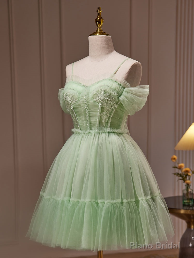 Light Green Tulle Short Party Dress Graduation Dress, Cute Short Formal Dress Main image