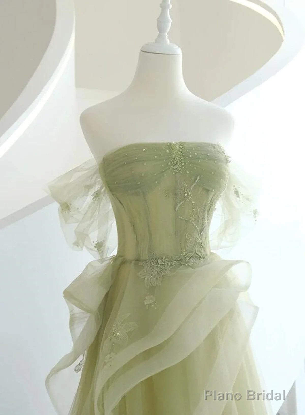 Light Green Tulle with Beaded A-line Prom Dress Light Green Evening Dress Party Dress Secondary image