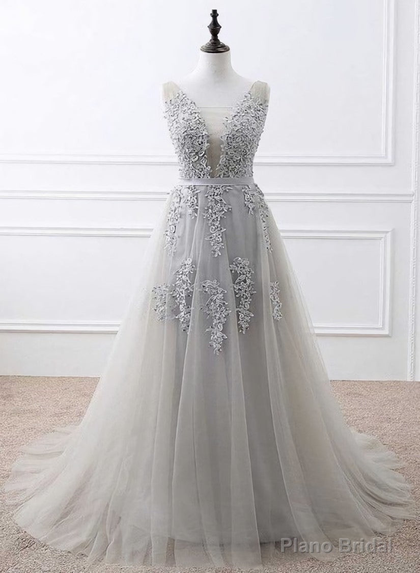 Light Grey High Quality Long Party Dress, New Prom Dress Secondary image